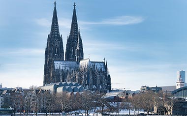 Cologne Cathedral covered in snow, Germany